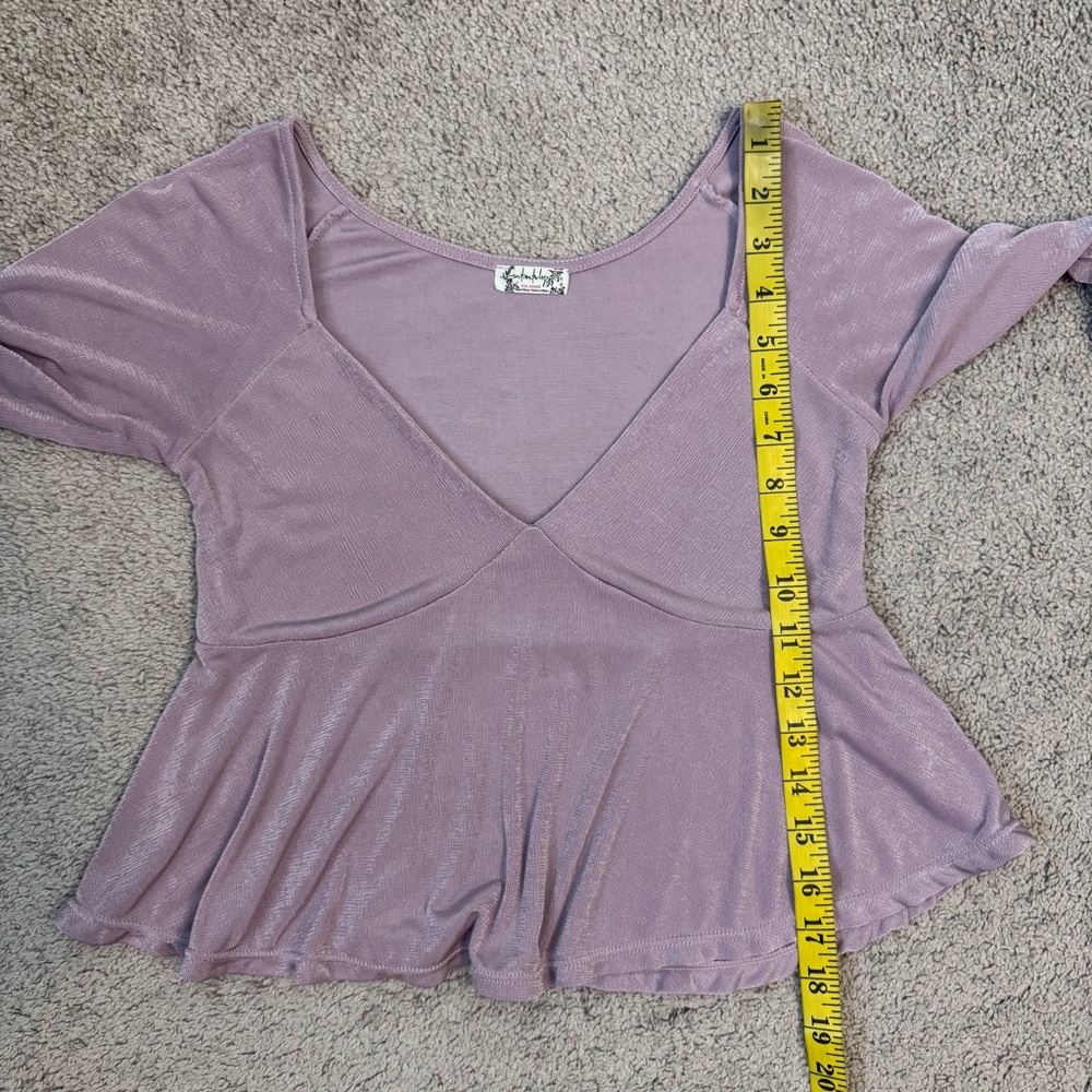 Free‎ People Intimately Bell Sleeve Babydoll Peplum Top Mauve XS - Picture 6 of 6